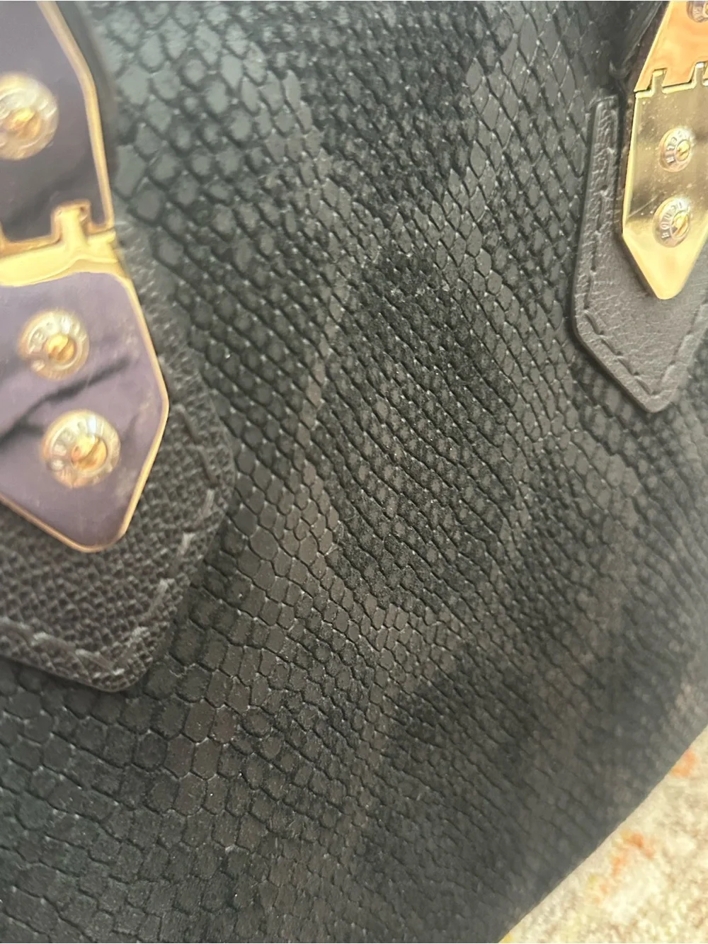 RARE Henri Bendel Black Python Snake Embossed Leather A-List Satchel Tote